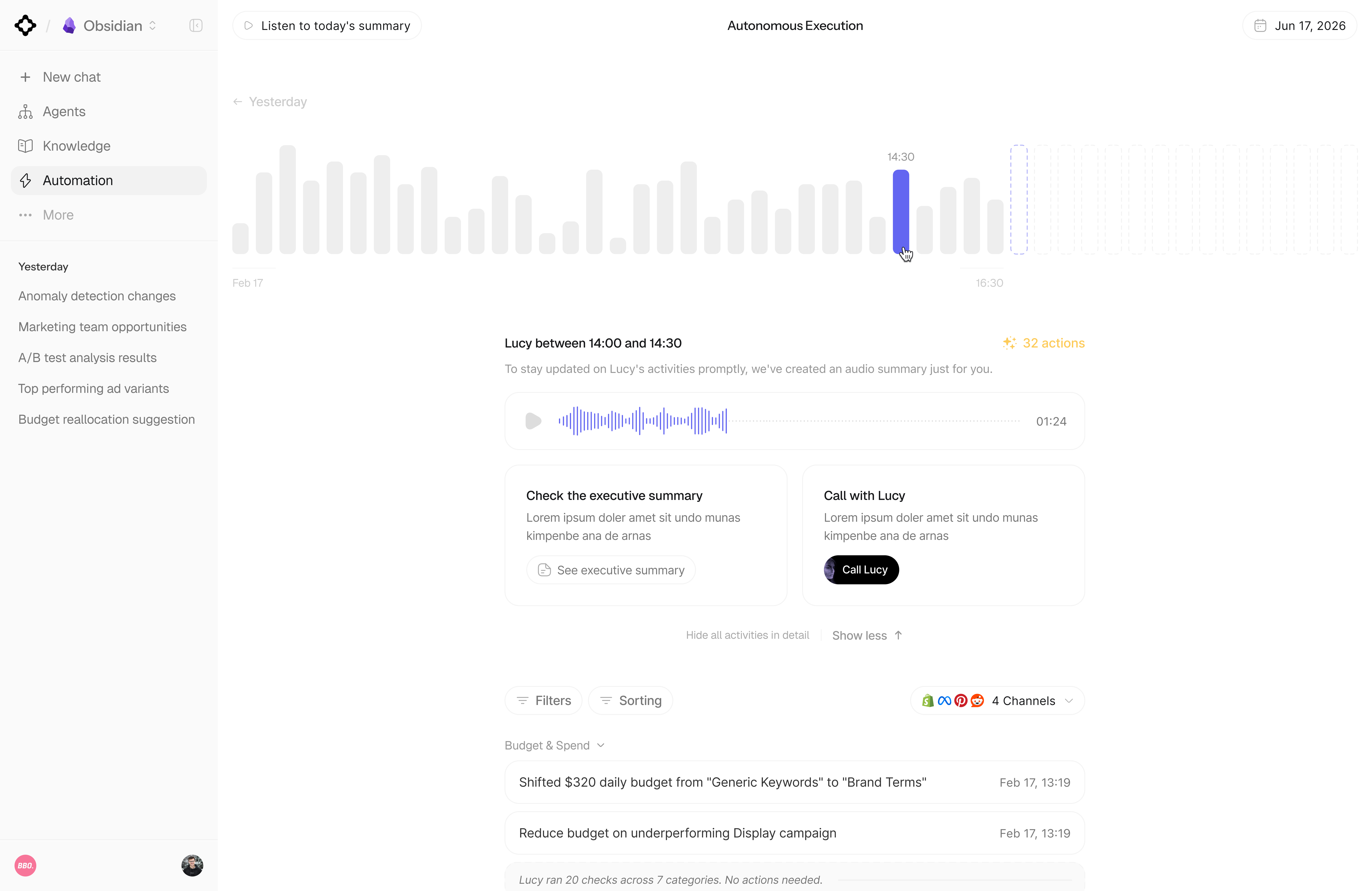 Lucy AI product design showcase